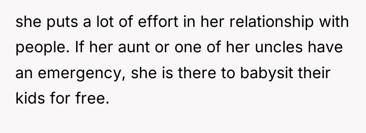 she puts a lot of effort in her relationship with...