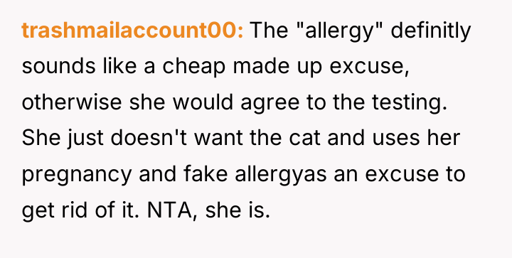 trashmailaccount00 The "allergy" definitly sounds like a cheap made up...