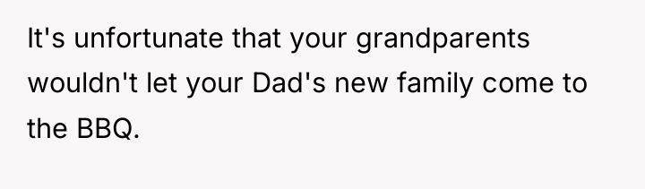 It's unfortunate that your grandparents wouldn't let your Dad's new...