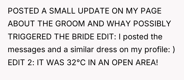 POSTED A SMALL UPDATE ON MY PAGE ABOUT THE GROOM...