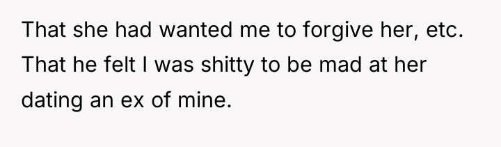 That she had wanted me to forgive her, etc. That...