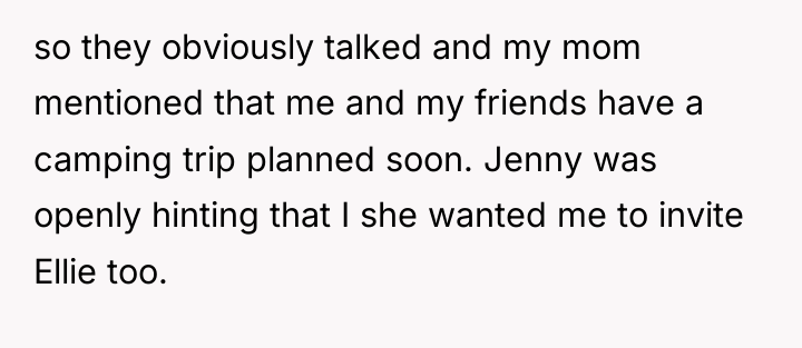 so they obviously talked and my mom mentioned that me...