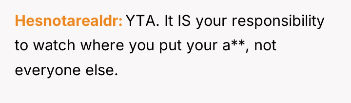 Hesnotarealdr YTA. It IS your responsibility to watch where you...