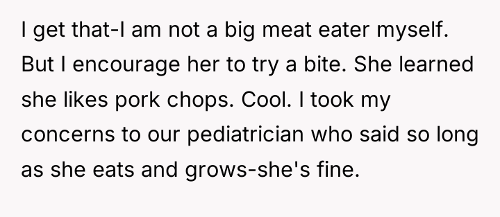I get that-I am not a big meat eater myself....