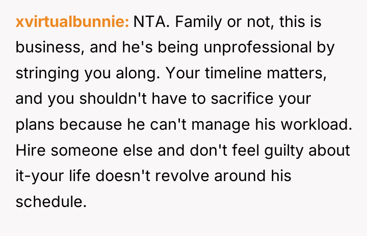 xvirtualbunnie NTA. Family or not, this is business, and he's...
