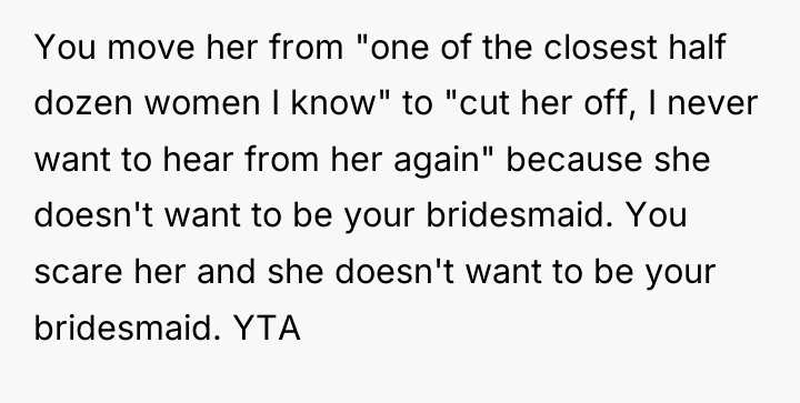 You move her from "one of the closest half dozen...