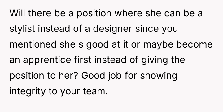 Will there be a position where she can be a...