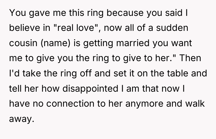 You gave me this ring because you said I believe...