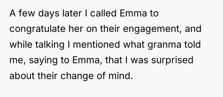 A few days later I called Emma to congratulate her...