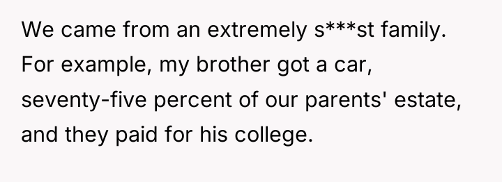 We came from an extremely s***st family. For example, my...
