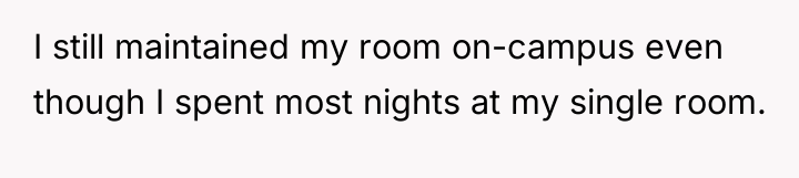 I still maintained my room on-campus even though I spent...
