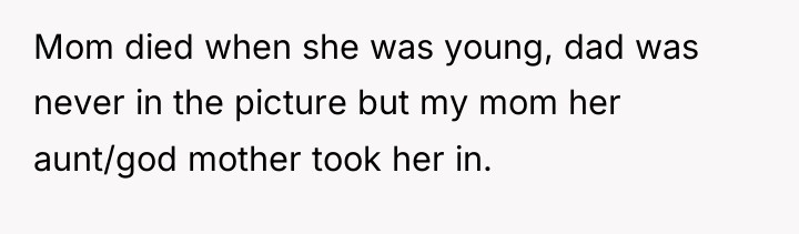 Mom died when she was young, dad was never in...