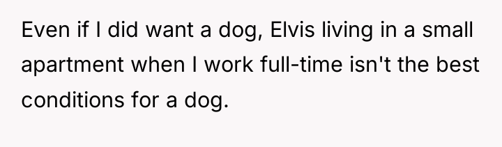 Even if I did want a dog, Elvis living in...