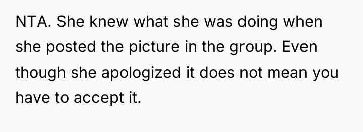 NTA. She knew what she was doing when she posted...