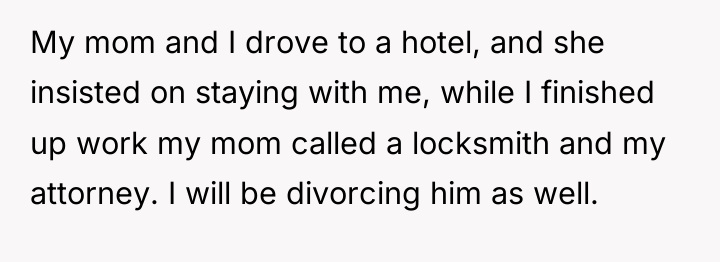 My mom and I drove to a hotel, and she...