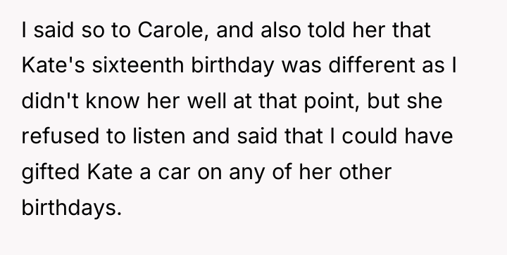 I said so to Carole, and also told her that...