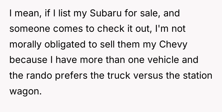 I mean, if I list my Subaru for sale, and...