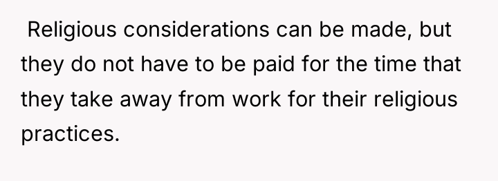  Religious considerations can be made, but they do not...