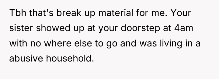 Tbh that's break up material for me. Your sister showed...