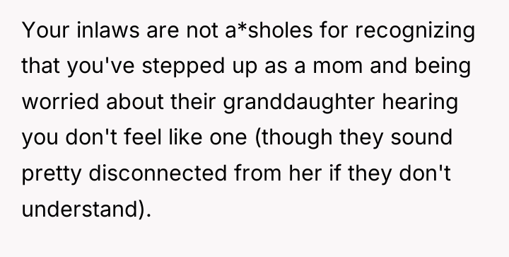 Your inlaws are not a*sholes for recognizing that you've stepped...