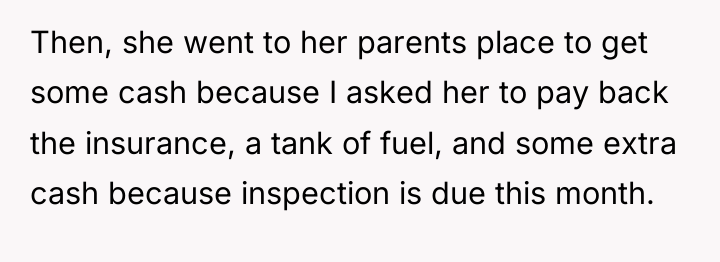 Then, she went to her parents place to get some...