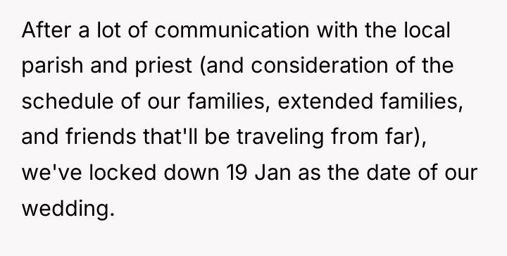After a lot of communication with the local parish and...