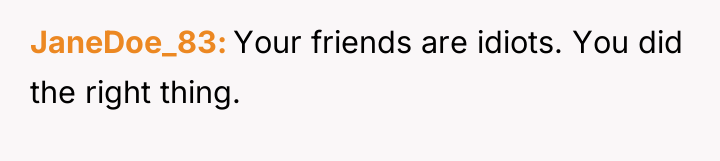 JaneDoe_83 Your friends are idiots. You did the right thing.