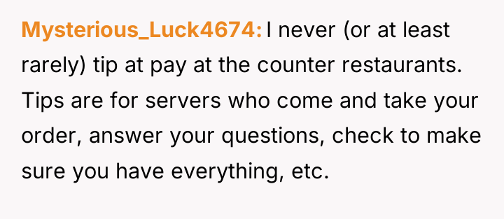 Mysterious_Luck4674 I never (or at least rarely) tip at pay...
