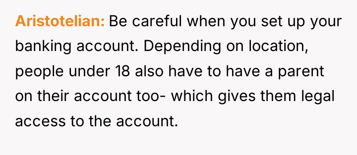 Aristotelian Be careful when you set up your banking account....
