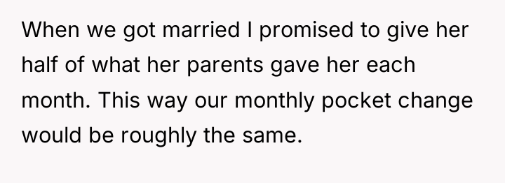 When we got married I promised to give her half...