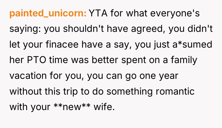 painted_unicorn YTA for what everyone's saying: you shouldn't have agreed,...