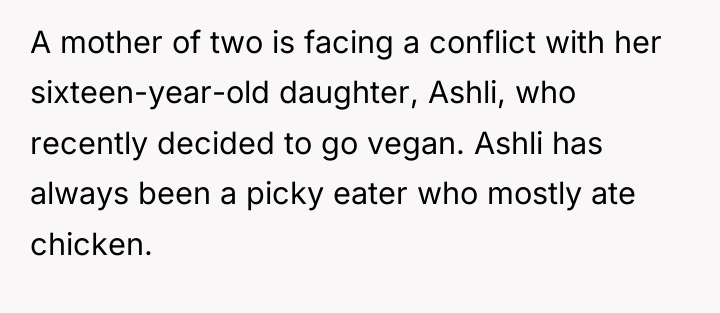 A mother of two is facing a conflict with her...
