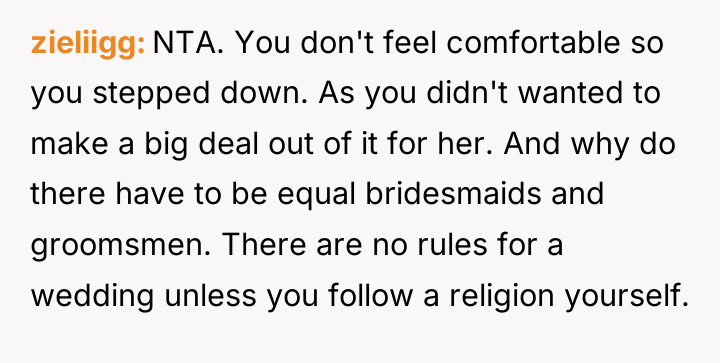 zieliigg NTA. You don't feel comfortable so you stepped down....