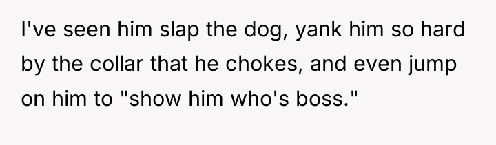 I've seen him slap the dog, yank him so hard...