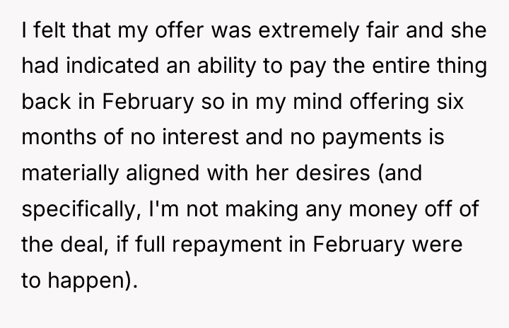 I felt that my offer was extremely fair and she...
