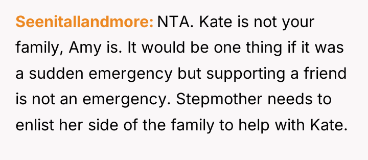 Seenitallandmore NTA. Kate is not your family, Amy is. It...