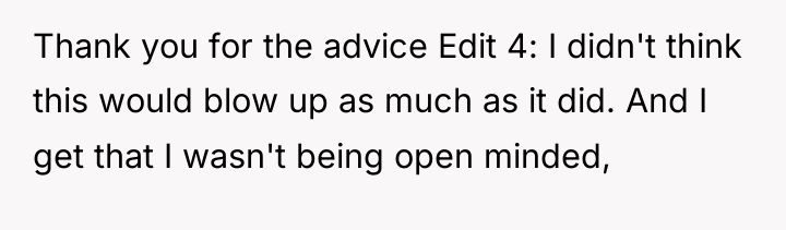 Thank you for the advice Edit 4: I didn't think...
