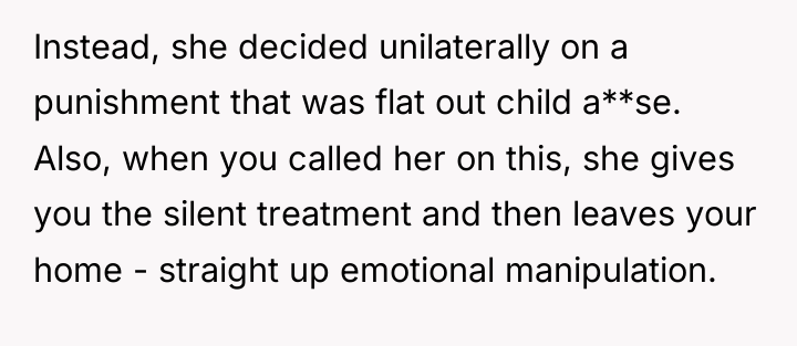 Instead, she decided unilaterally on a punishment that was flat...