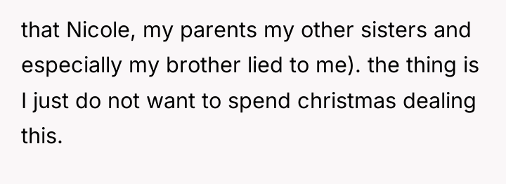 that Nicole, my parents my other sisters and especially my...