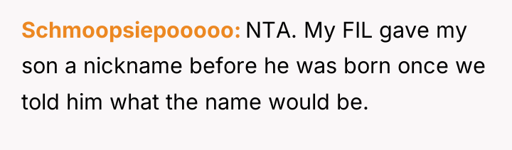 Schmoopsiepooooo NTA. My FIL gave my son a nickname before...