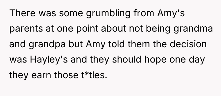 There was some grumbling from Amy's parents at one point...