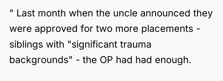 " Last month when the uncle announced they were approved...