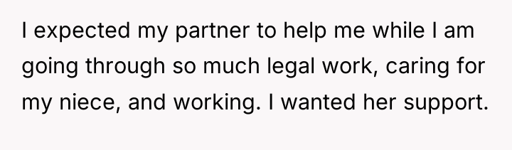 I expected my partner to help me while I am...
