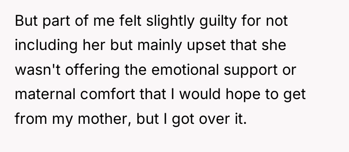 But part of me felt slightly guilty for not including...