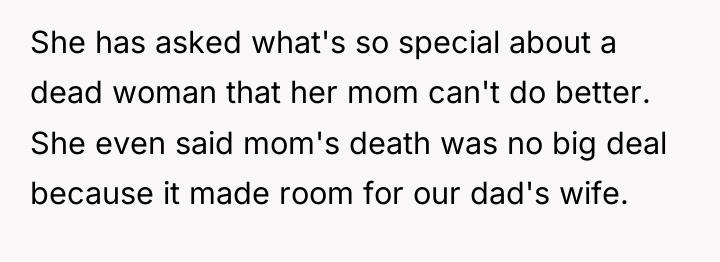 She has asked what's so special about a dead woman...