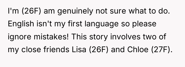I'm (26F) am genuinely not sure what to do. English...