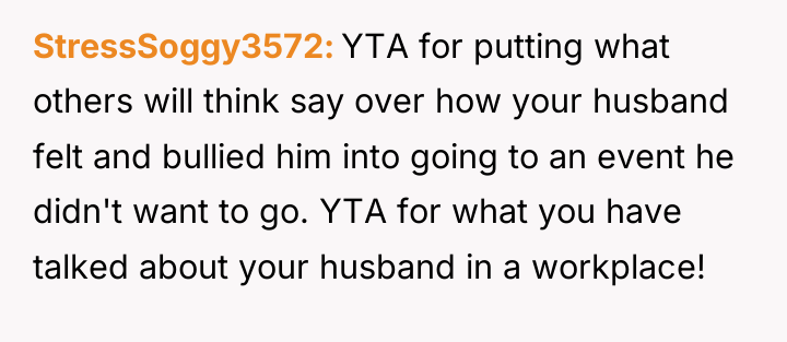 StressSoggy3572 YTA for putting what others will think say over...