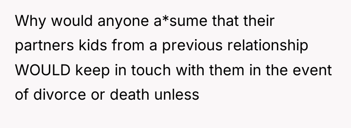 Why would anyone a*sume that their partners kids from a...