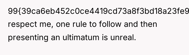 99{39ca6eb452c0ce4419cd73a8f3bd18a23fe95ab4febb092bc2ab1b542eeea82f} respect me, one rule to follow and then presenting...