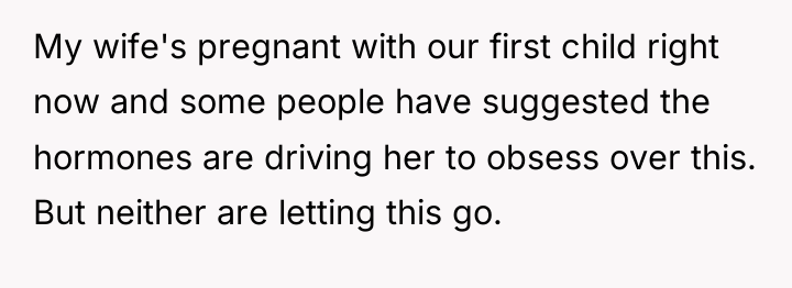 My wife's pregnant with our first child right now and...